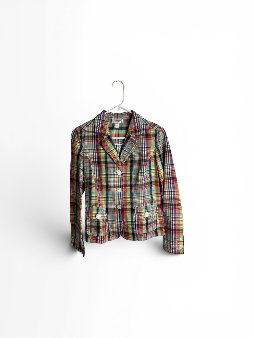 Talbots Women’s Size 2 Madras Plaid Blazer Coastal Preppy 5005